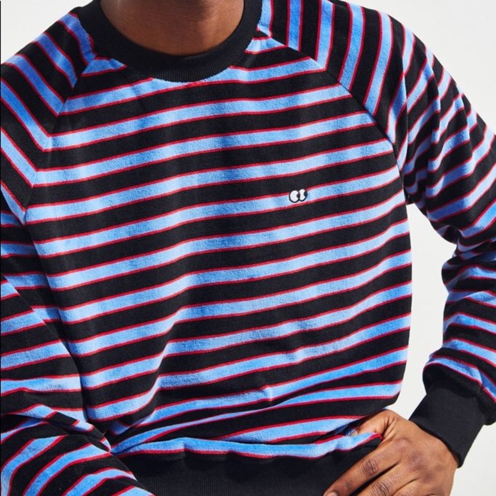 Lazy Oaf velour striped sweatshirt